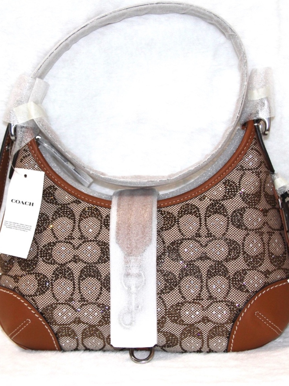 Coach Hamptons Hobo Shoulder Bag Crystal Signature Jacquard